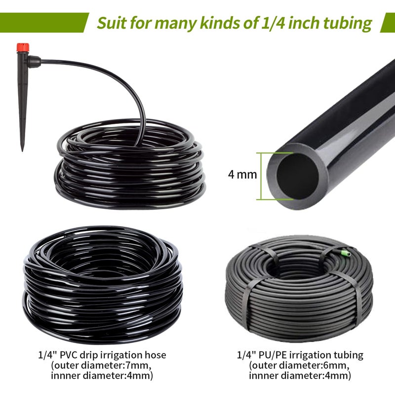 Hakioi 50pcs Drip Irrigation Emitters Drip Emitters for 1/4" Drip Irrigation Tubing 360 Degree Water Flow Adjustable Irrigation Drippers with Lock Barbed Drip Irrigation Heads for Flower Plants Garden - Image 5